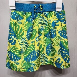 Jurassic Park Swim Trunks Size 4 Dinosaurs Blue Yellow Green Lined Beach‎ B705